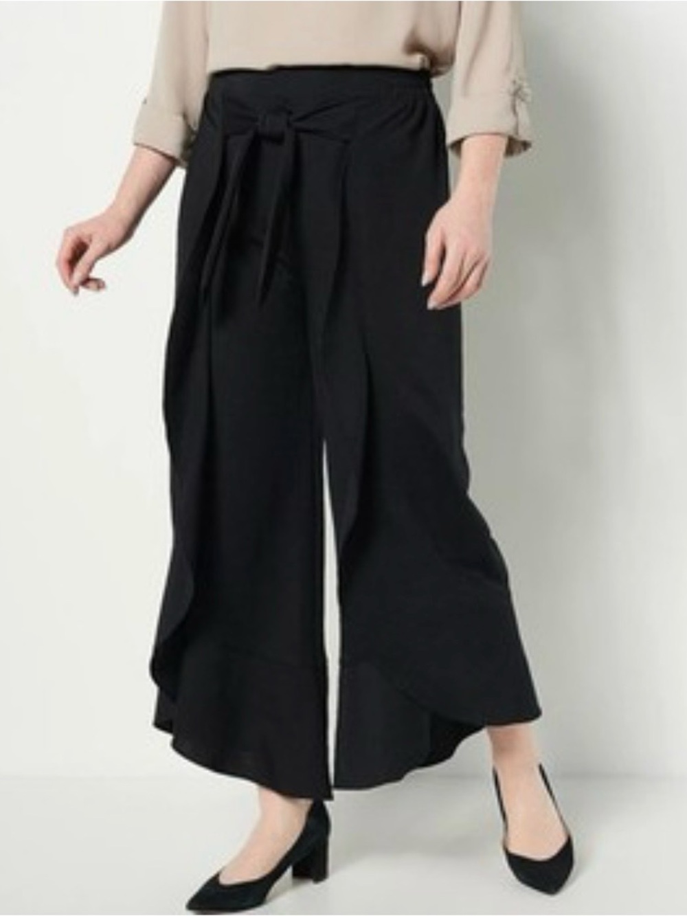 Truth + Style Flounced Pull-on Pants 2Xl Women's Black Rayon New QVC